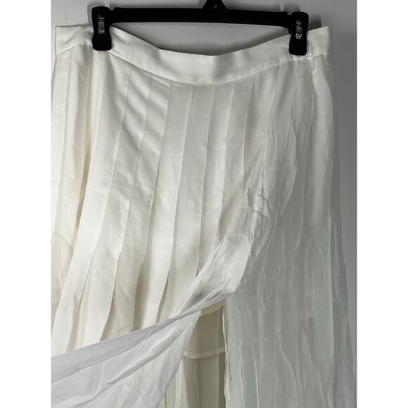 J Crew Collection Maxi Skirt Womens 8 Lightweight Chiffon Ivory Pleated Flowy - Picture 9 of 14